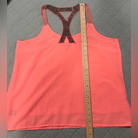 Charlotte Russe Coral Pink Sleeveless Top embellishments with beads. - Picture 4 of 7